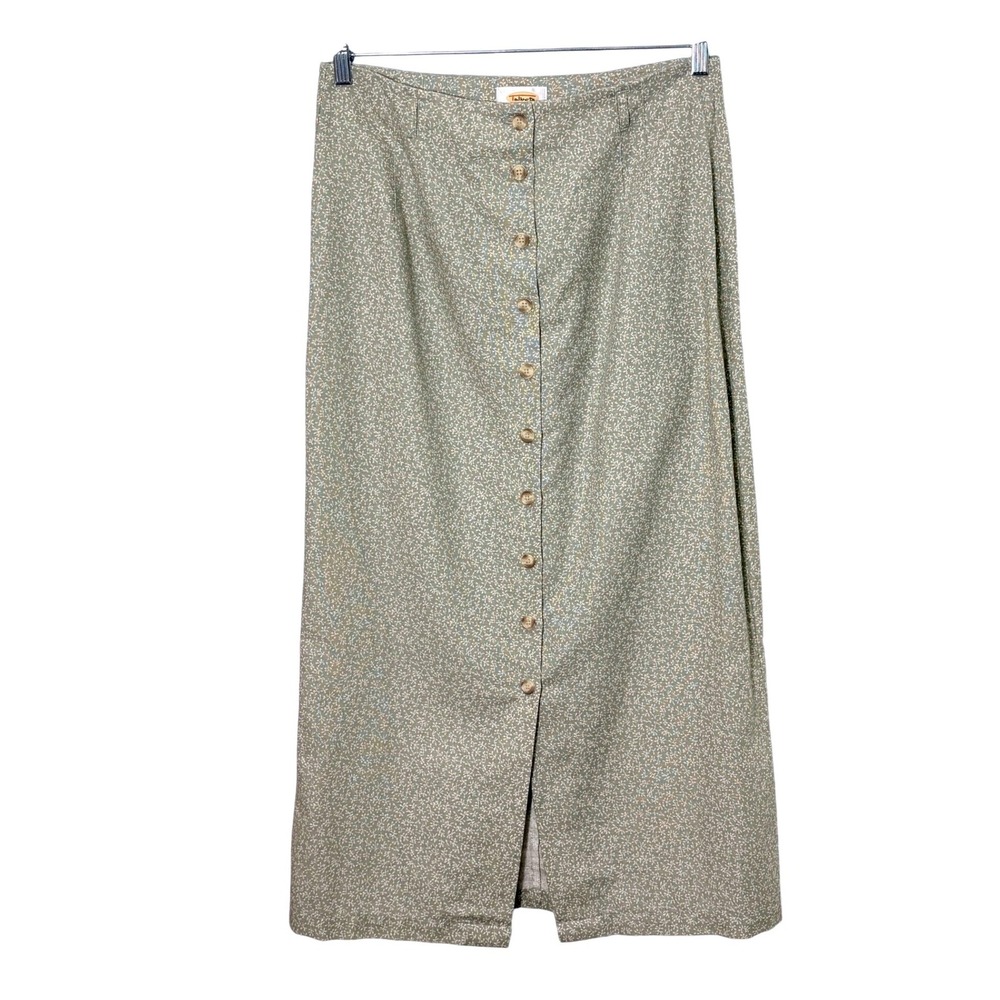 Vintage Talbots Linen Blend Floral Maxi Skirt Size 14 (Fits 10) Cottage Country